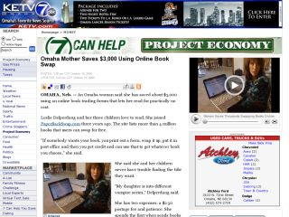 KETV 7/OMAHA NE : Omaha Mother Saves $3,000 Using Online Book Swap KETV 7/OMAHA NE : Omaha Mother Saves $3,000 Using Online Book Swap